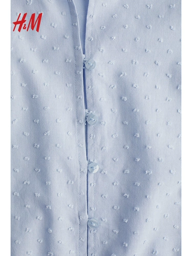 HM Women's Puff -рубашка 2025 Осень Новый Pufk Elice Cotton Top 1264057