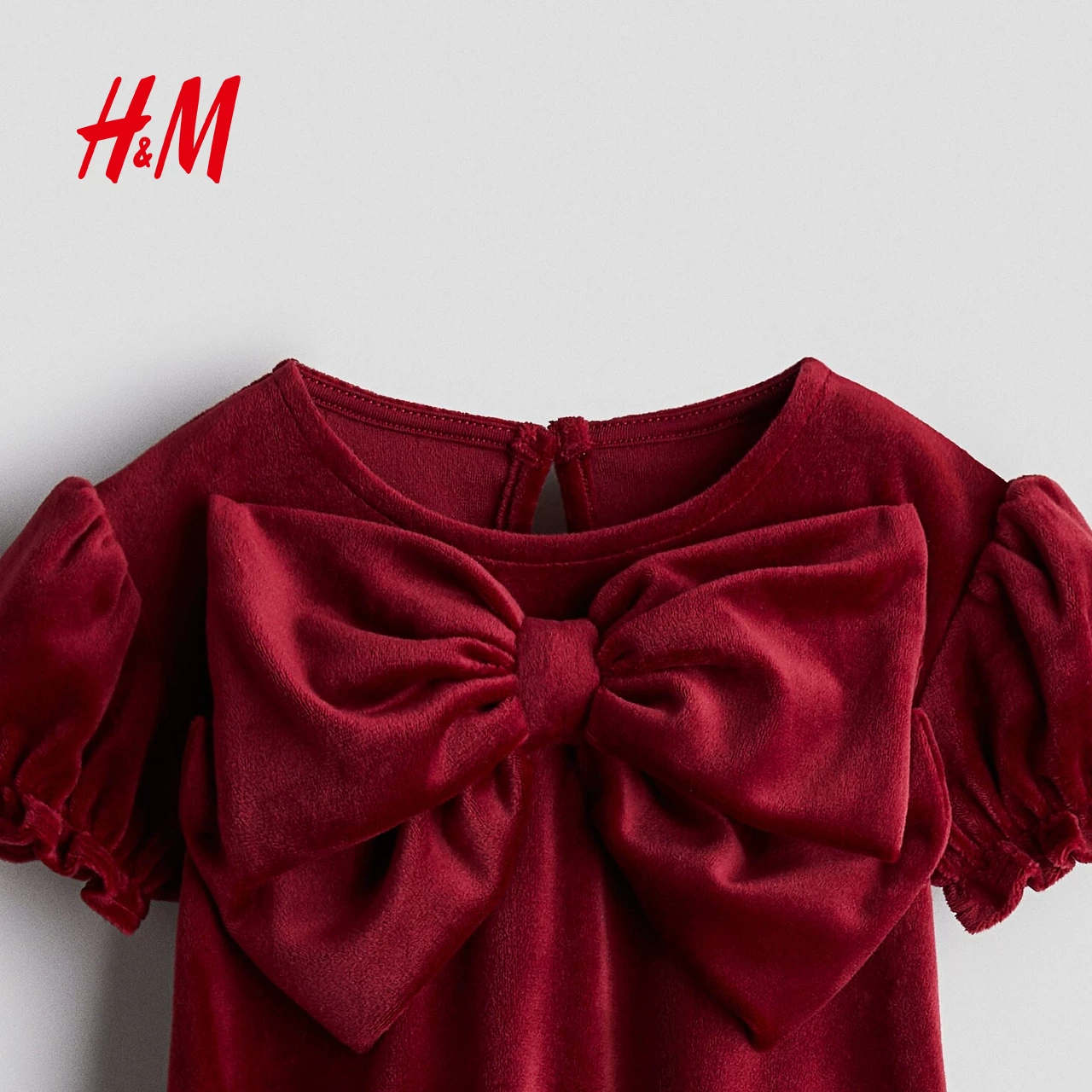 Детская одежда HM, юбка для девочки, лето, бантик, новогоднее бархатное красное платье 1309771