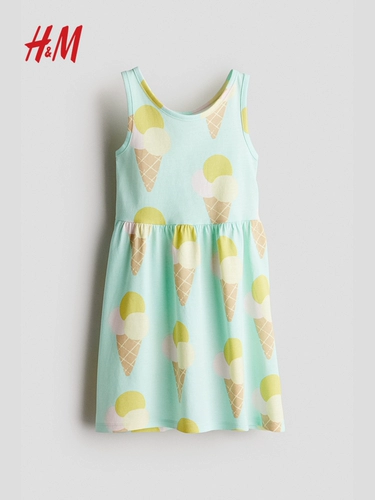 Hm детская одежда, юбка для девочек, новинка лета 2025, без рукавов, милая хлопковая юбка с принтом, 1157735