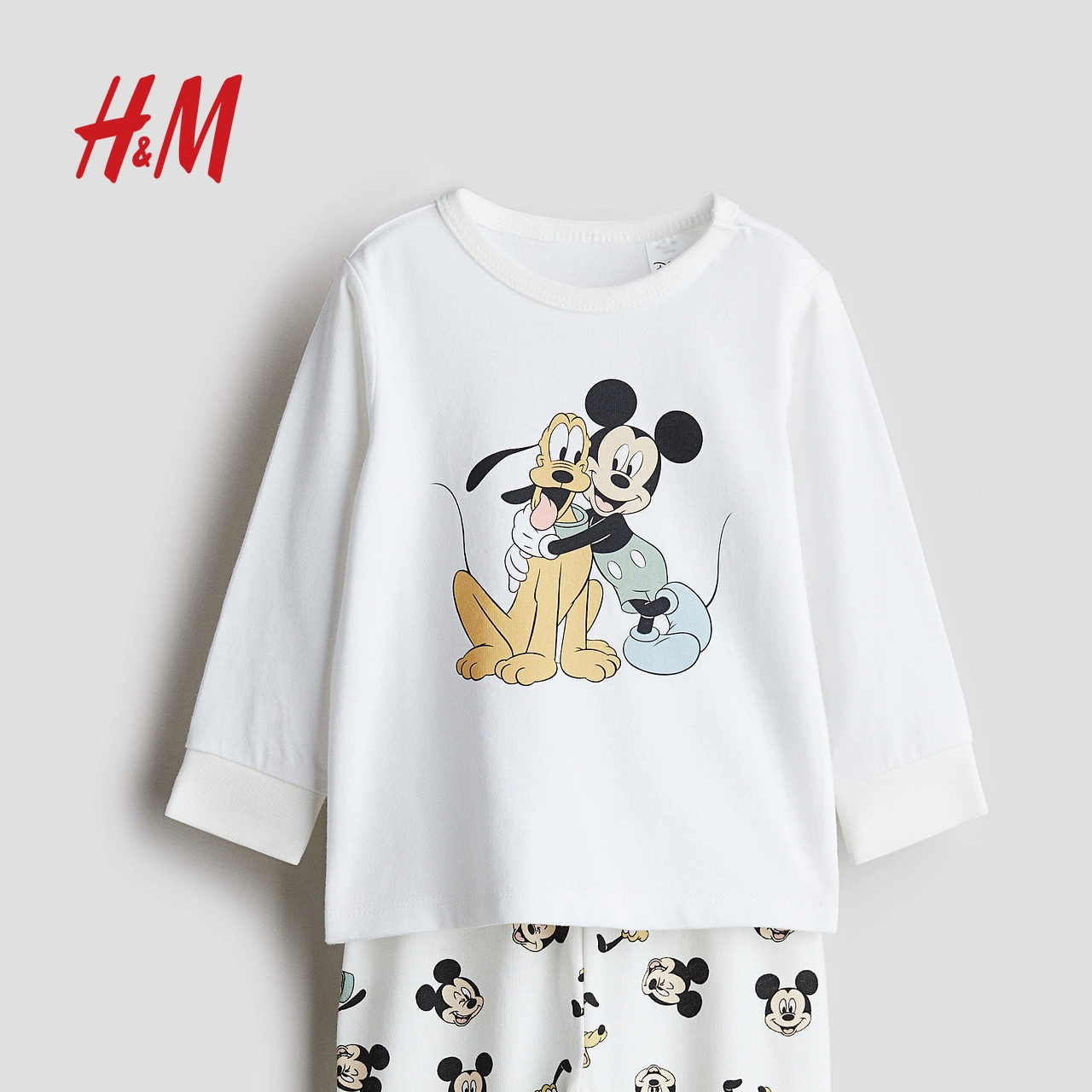 [Disney Series] HM Детская одежда для мальчиков и девочек Домашняя одежда 2 предмета Пижама Микки Маус Принт 1085414