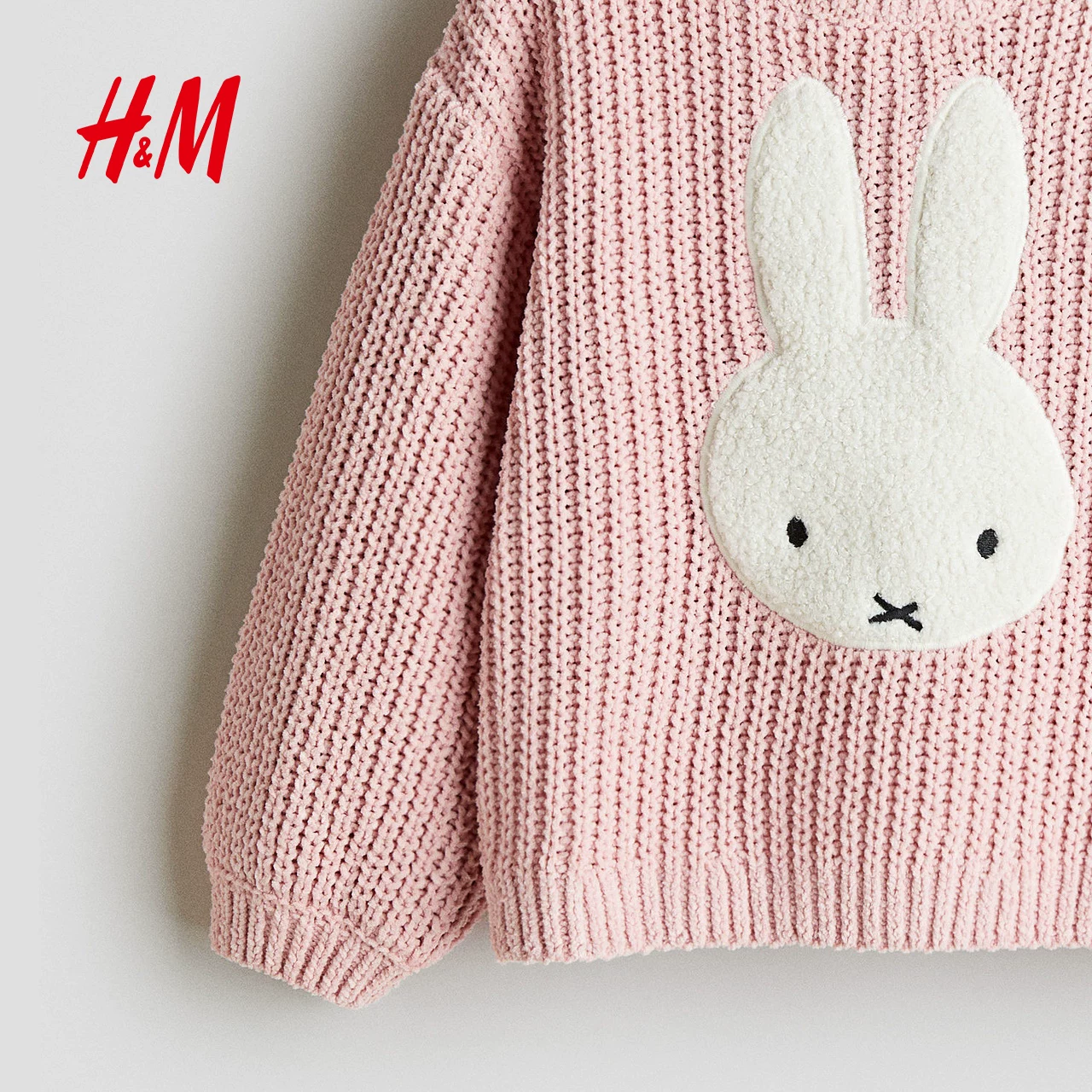[Miffy Bunny] Детская одежда HM, детские свитера для девочек, летняя нашивка из фланели, свитер-пуловер 1304960