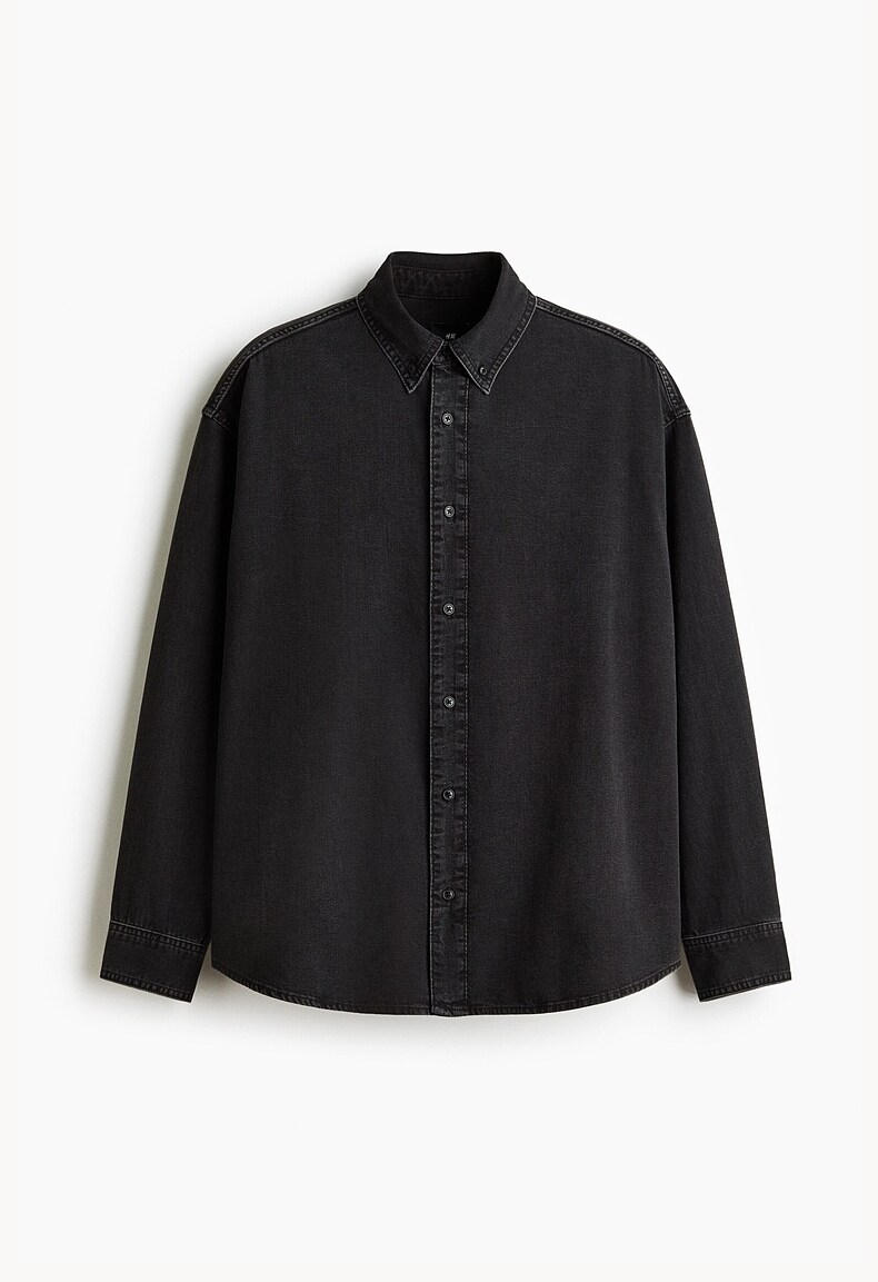 Джинсовая рубашка hm2026夏季新款男装大廓形牛仔衬衫1322297 H&M