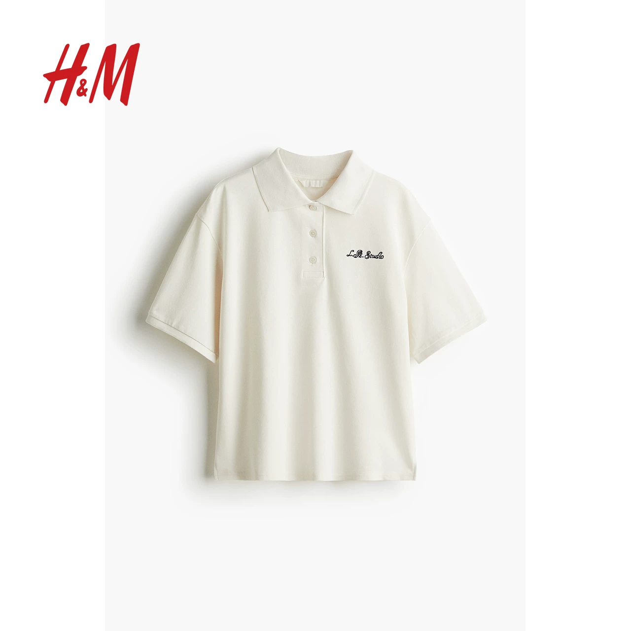 Женская polo футболка HM летняя простая повседневная с принтом буквенный рисунок лацкан короткий рукав топ 1274587