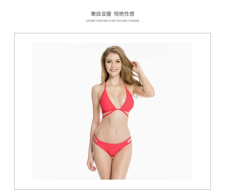 MÀU SẮC Châu Âu và Châu Mỹ Thời trang bikini Sexy Slim Thin Cross Triangle Cup Đảo Tour Du lịch Đồ bơi Phụ nữ - Bikinis bộ đồ bơi dài tay