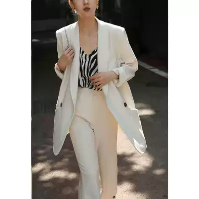 Mogas blogger green fruit collar A sassy suit slim slit pants suit jacket women spring and autumn