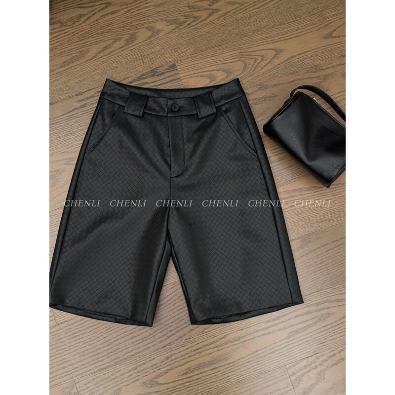 627 # 2026Pu Leather High-Waisted Slimming Textured Casual Leather Shorts 627 # 2026Pu Leather High-Waisted Slimming Textured Casual Leather Shorts
