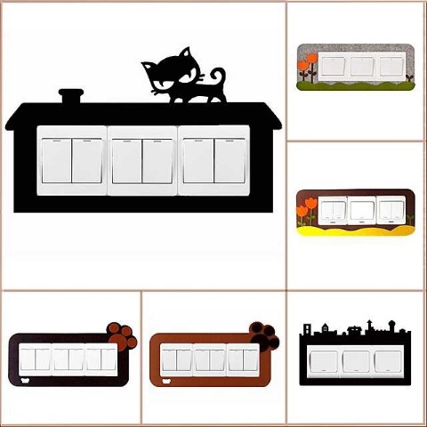 Switch protective cover four consecutive three stickers five stickers decorative felt paste-free socket stickers decorative border luminous