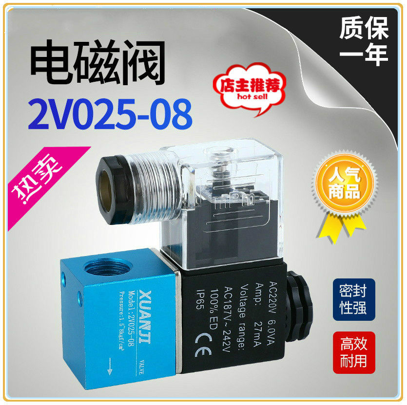 Pneumatic solenoid control valve 2V025-08 two-position two-same solenoid valve AC220V coil reversing valve DC12 24