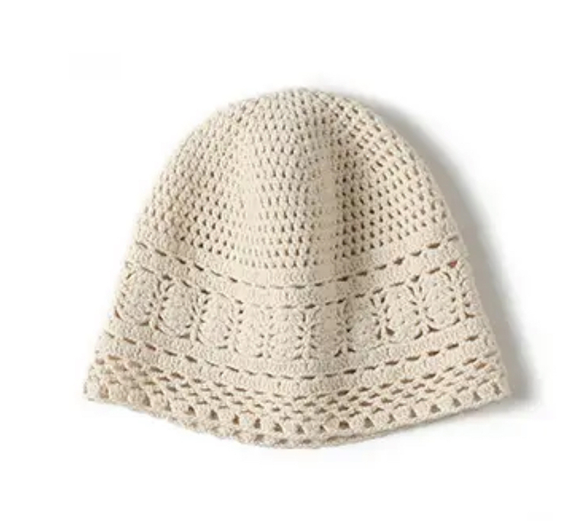 Hollow Cotton Fashionable Versatile Knitted Cold Hat Handmade Crochet Knitted Turban Hat for Women Thin Breathable Pullover Hat
