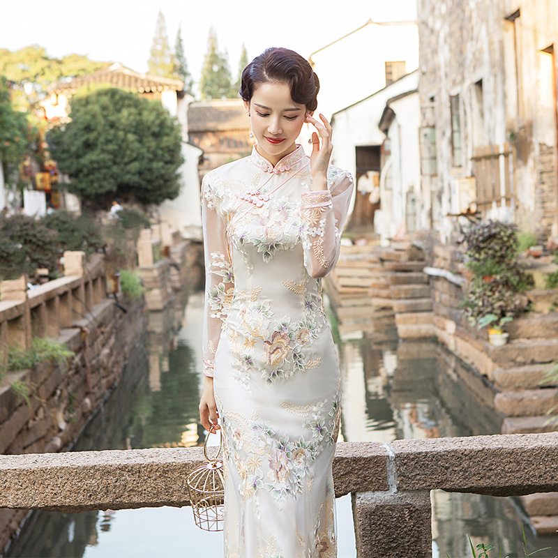  L+Champagne fish tail hollow long sleeves   + $9.43 