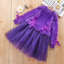 Girls Sweater Dress Fall Winter 2022 New Childrens Gas Princess Dress Plus and Thicken Baby Winter Dress