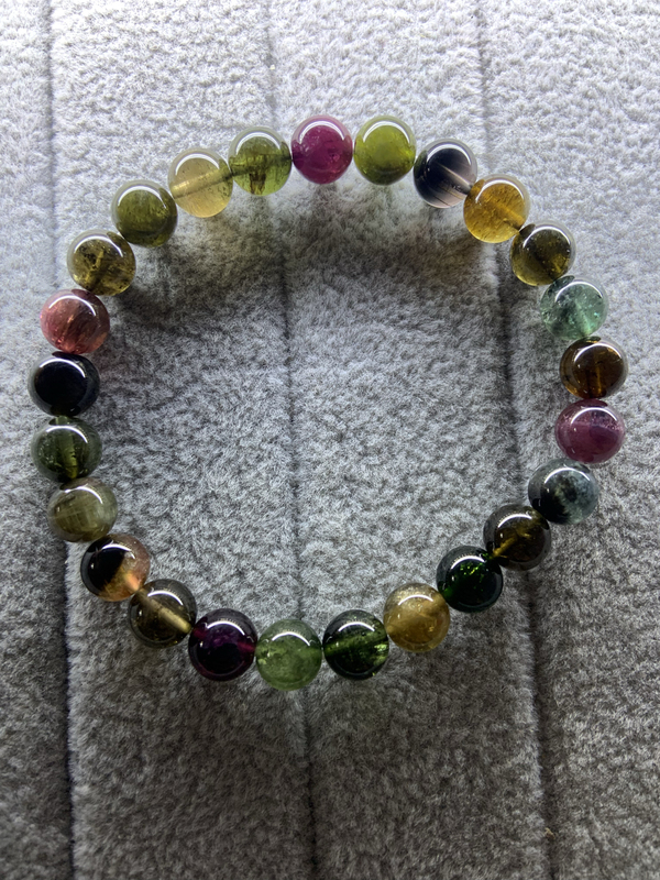 Pure Natural Tourmaline Bracelet, Dark Black Rose Tourmaline from Old Mines in Brazil, Rich in Color, Gift Pure Natural Tourmaline Bracelet, Dark Black Rose Tourmaline from Old Mines in Brazil, Rich in Color, Gift