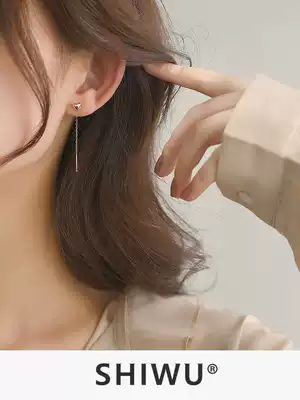 Decorated with silver gold pure white fungus refining temperament long version of earrings earrings 2021 New Tide ear needle female summer