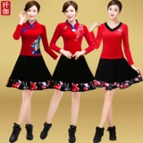 纤伽 Демисезонная бархатная юбка, танцующая мини-юбка, для среднего возраста