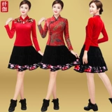 纤伽 Демисезонная бархатная юбка, танцующая мини-юбка, для среднего возраста