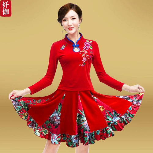 纤伽 Осенний комплект, ципао для пожилых людей, 2022, для среднего возраста