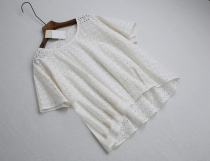 C112 original DAN pro-skin pure cotton delicate hollowed-out embroidered round collar loose slim-shirt doll-shirt