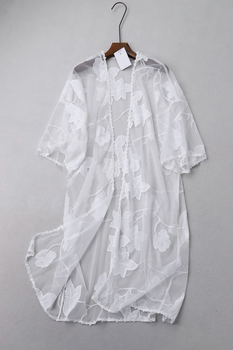 M24 American DAN summer collocation style beach style exquisite embroidery see-through mesh sleeve lace blouse