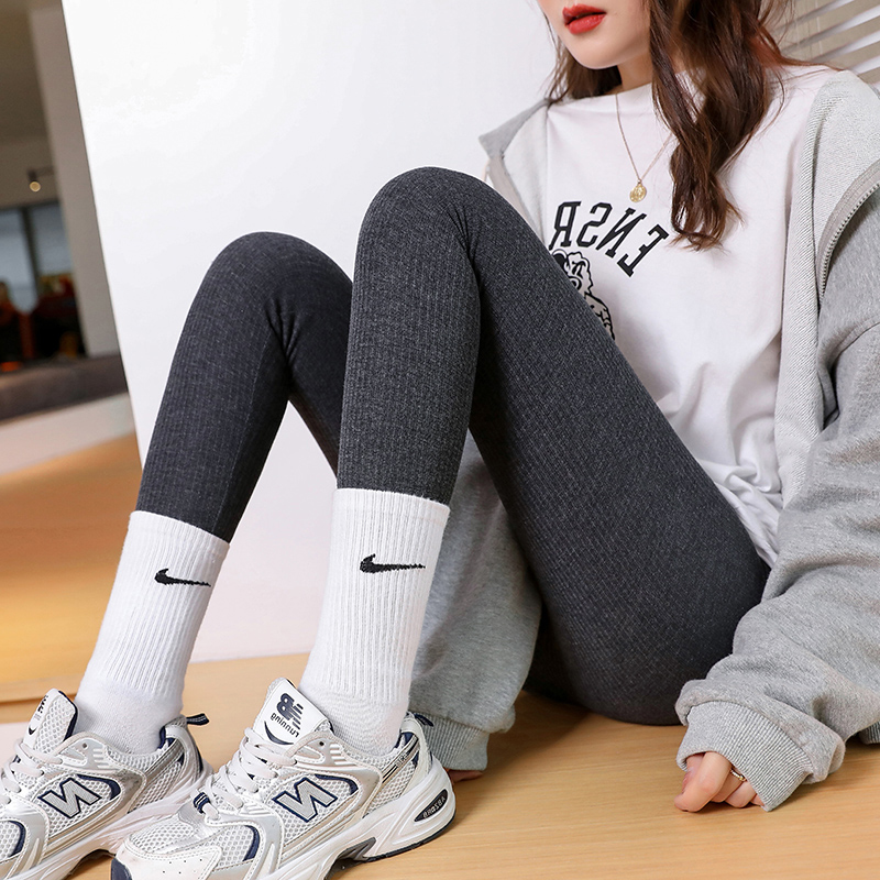 Grey Thread Inner Lap Pants Woman External Wear Spring Autumn Plus Suede Slim Warm Cotton Trousers Thickened Sweatpants Sanitary Pants Wear Hygienic Pants