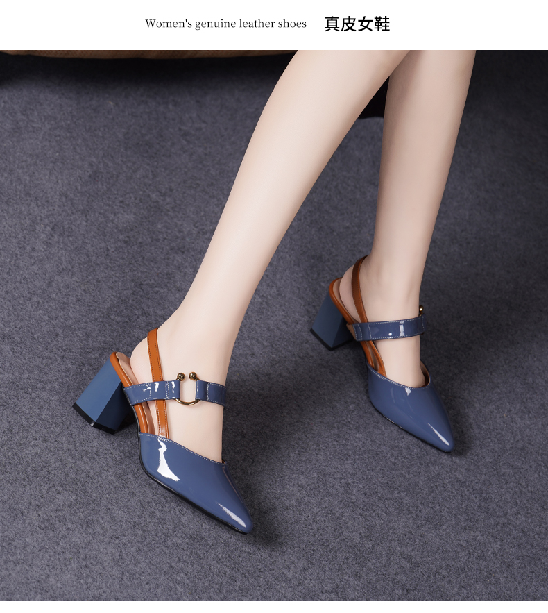 C8317 1520K GIÀY CAO GÓT NỮ JIARELA MŨI NHỌN GÓT VUÔNG MÙA HÈ GIÀY DÉP NỮ DA BÒ G04 SẢN PHẨM MỚI