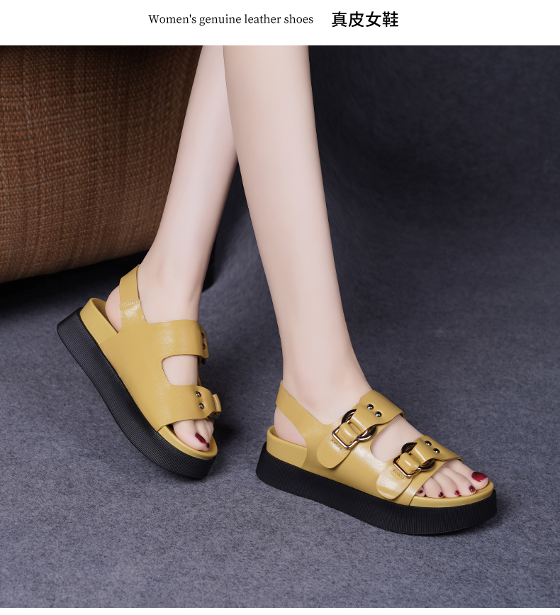 C8302 1810K GIÀY DÉP SANDAL NỮ JIARELA ĐẾ MỀM MÙA HÈ ĐẾ CAO GIÀY DÉP NỮ DA BÒ G05 SẢN PHẨM MỚI