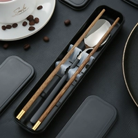 3 куска набора включают в себя фиксированную пряжку [Черная ложка+золотое благословение куриных крыльев крыла] черная коробка+сумка для хранения