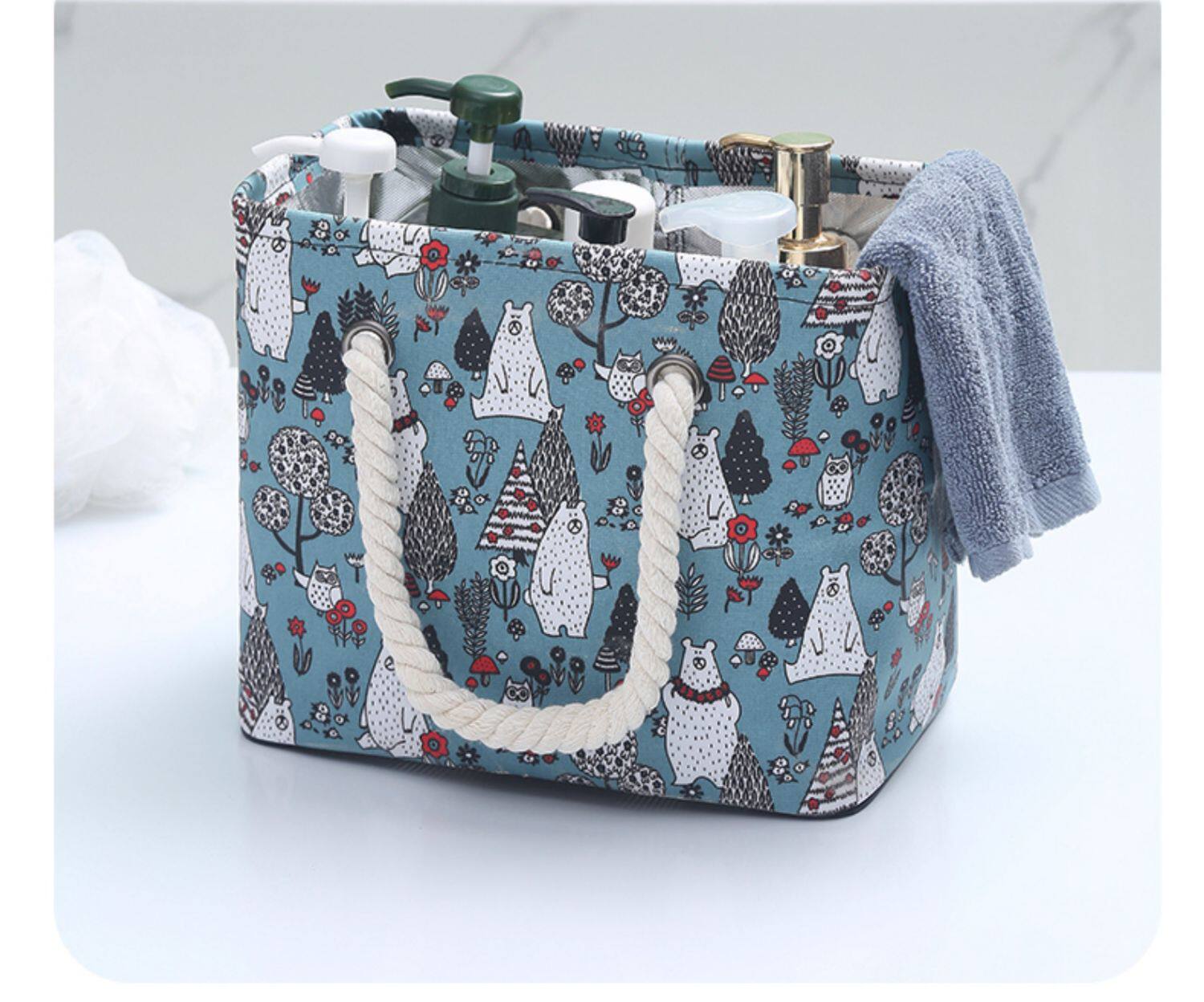 косметическая сумочка 洗澡篮女浴室沐浴框便携浴兜男手提淋浴篮子折叠大容量沥水洗漱包