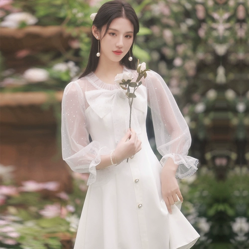 Белое элитное короткое вечернее платье, подходит для подростков