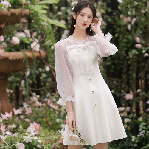 Белое элитное короткое вечернее платье, подходит для подростков