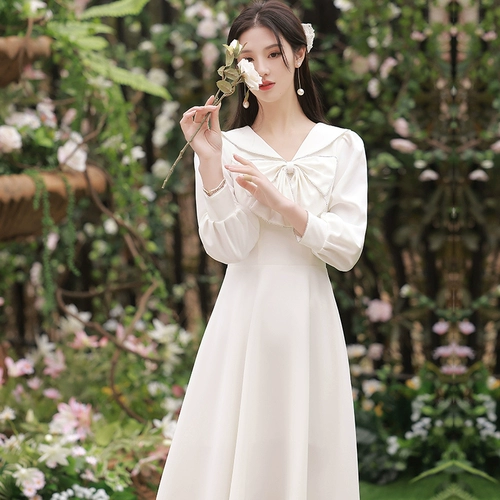 Элитное белое вечернее платье, V-образный вырез