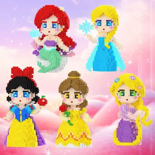 Princess Le Building Blocks High Mermaid Assembling Elsa Small Particles High Value Disney Puzzle Girls and Children's Toys