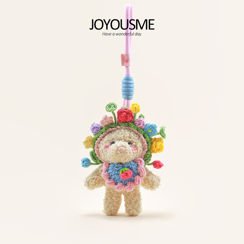 Joyousme Original Bag Pendant Dopamine Knitted Hairpin Bear Plush Toy Trendy Accessory Gift