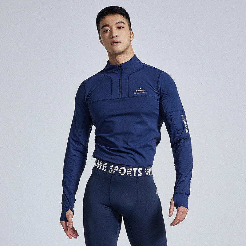 OMG popular logo High Stretch Quick Dry Running T-Shirt Men's Training Long Sleeve Tights Fitness Clothing Spring