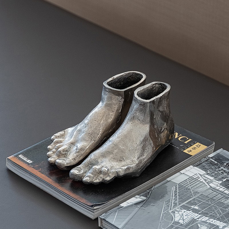Nordic Style Creative Ceramic Ornaments Foot-Shaped Vase Flower Vessel Model Room Desktop Decoration Crafts Display New Style