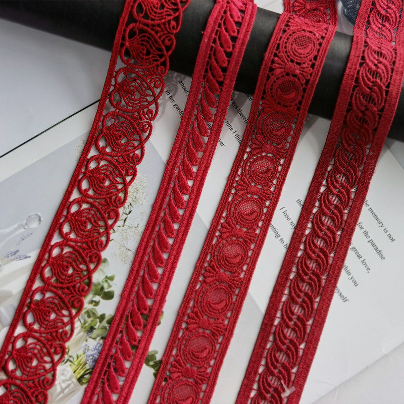 6 m Wedding celebration Red lace lace lace lace fabric European accessory curtain lace lace
