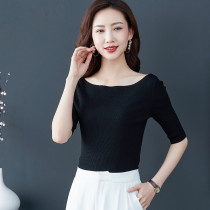 A thin black short sleeve for a new Fairy Spring Ice Wire Knitted Shirt in 2022