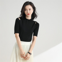 Sleeved knitted knife and loose 2022 new spring knife shoulder shoulder - shoulder - shaped tops