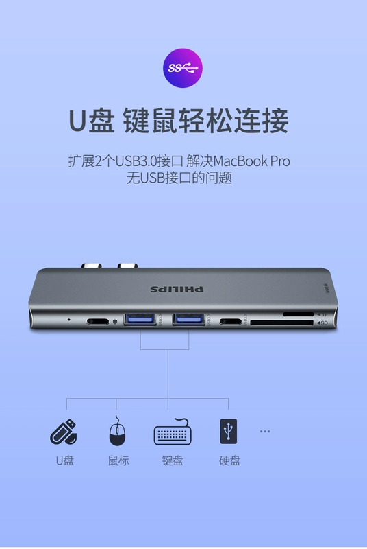 Philips của Apple chuyển đổi loại-c bộ chuyển đổi bến MacBookPro biến phụ kiện máy chiếu HDMI mở rộng giao diện usb 3 máy tính xách tay mac Air sét - USB Aaccessories quat cam tay