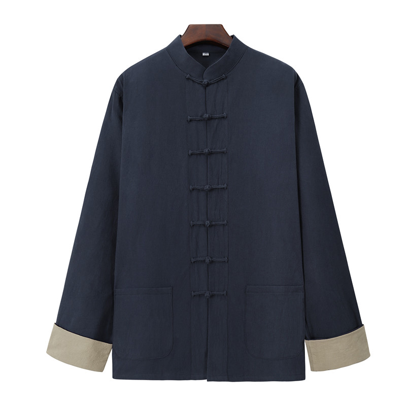 Chinese style Tang suit men's Hanfu jacket long sleeve jacket middle-aged and elderly young men's clothing Spring and Autumn Winter