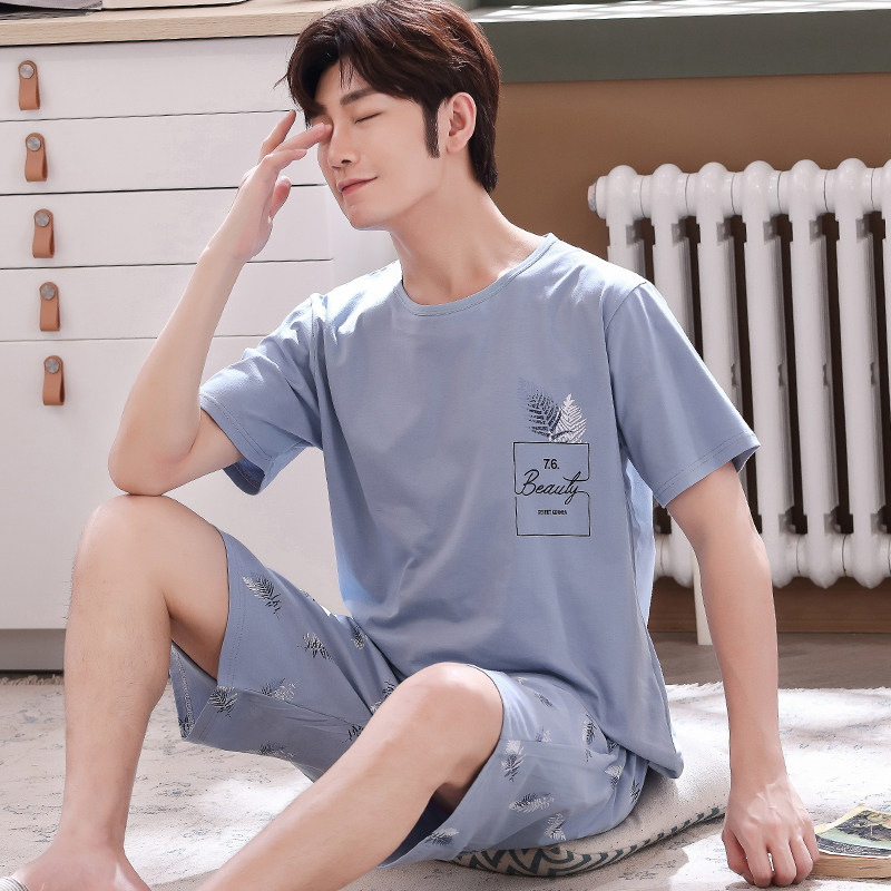 Camouflak Fish Summer New Sleepwear Men's Thin Section Pure Cotton Short Interest Men Loose Casual All-cotton Home Suit Suit