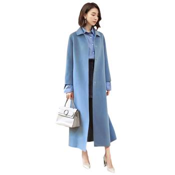 Women's thickened double-sided pure wool long coat