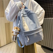 Domineering girls schoolbags junior high school students black simple style black canvas ins Japanese and Korean campus personality