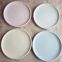 Foreign trade Export ceramic macarons pure coloured vegetable pan flat disc steak tray 8 5 inches (thick side)