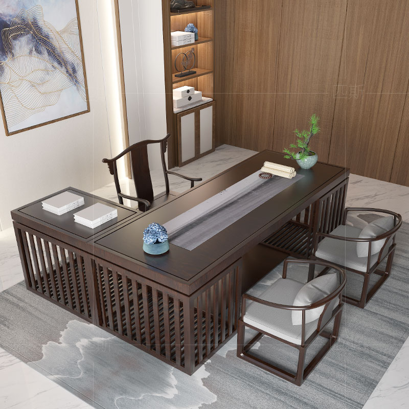 New Chinese-style solid wood desk boss table and chair combination simple modern executive desk manager president supervisor table furniture