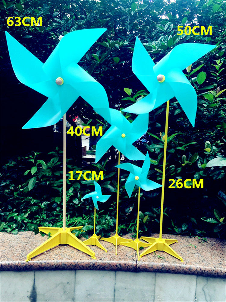 Plastic small four-leaf windmill Tineland solid color windmill rotating four corners outdoor decoration Kindergarten toy windmill