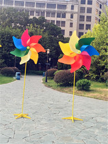 Large rotating 1 9-meter high windmill Colorful pastoral windmill 80cm outdoor decoration and layout of the ground windmill