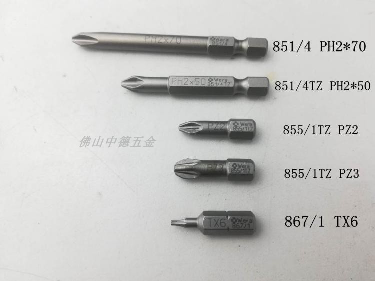 German Villa Wera Cross head 851 4 PH2 * 50 70 metres words 855 PZ2 3 star 867 TX6