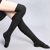 Wool over-the-knee socks for women in autumn and winter thickened warm high leggings Japanese solid color versatile slimming and long