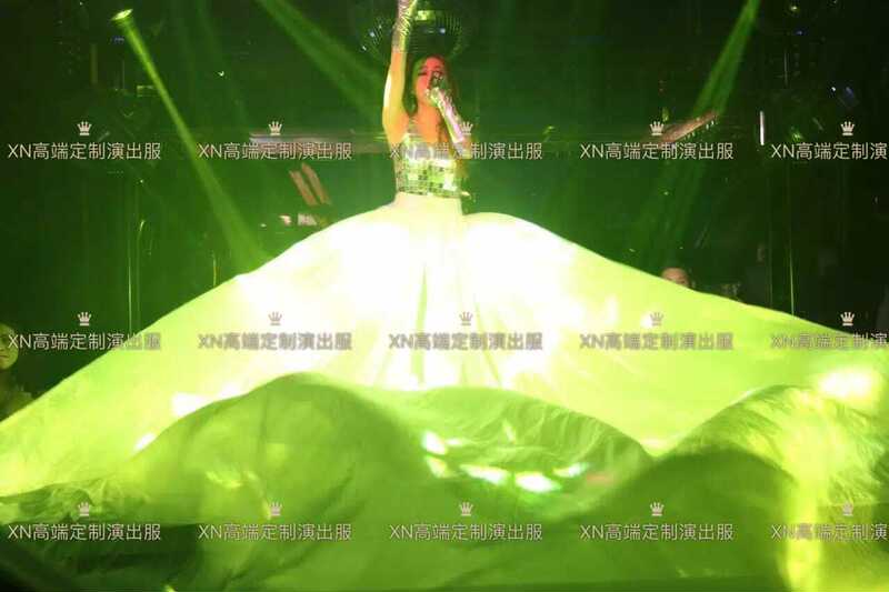 Bar Performance White Big Skirt Costume Gogo Nightclub Christmas Party Singer Dance Ds Dance Beauty Long Skirt