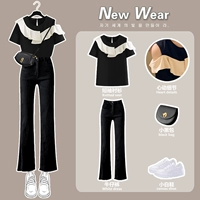 Черные штаны, летняя юбка, джинсовое платье, комплект, подходит для подростков